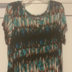 Kenar Black and Blue Patterned Short Sleeve Top